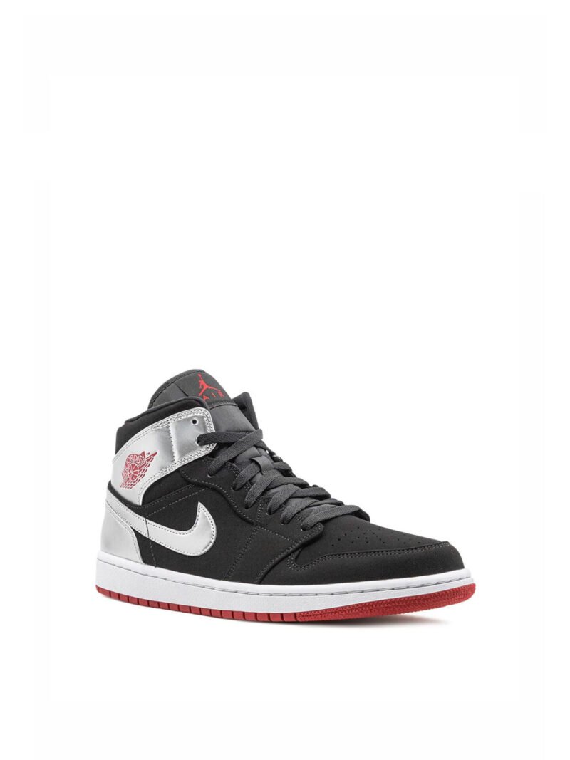 Jordan 1 Mid Black Red Silver (GS) - Image 2