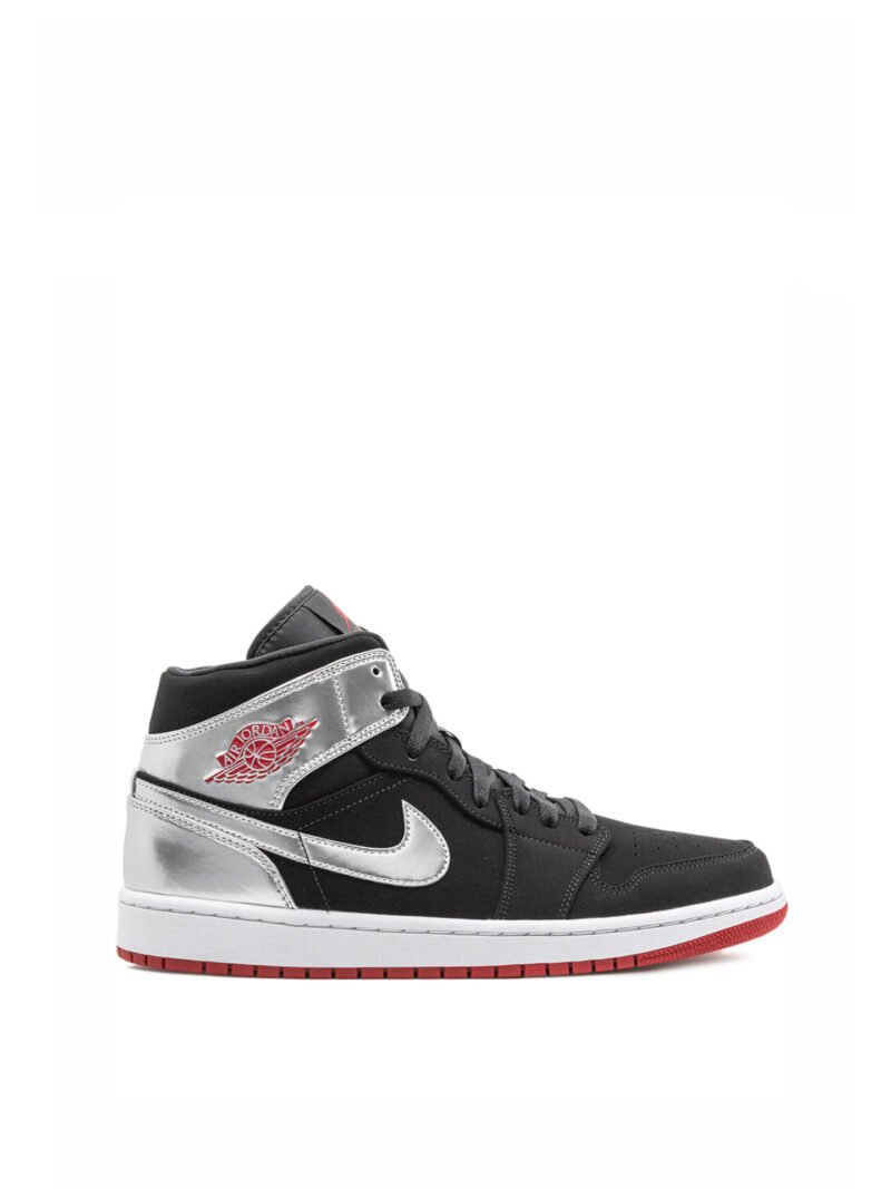 Jordan 1 Mid Black Red Silver (GS)